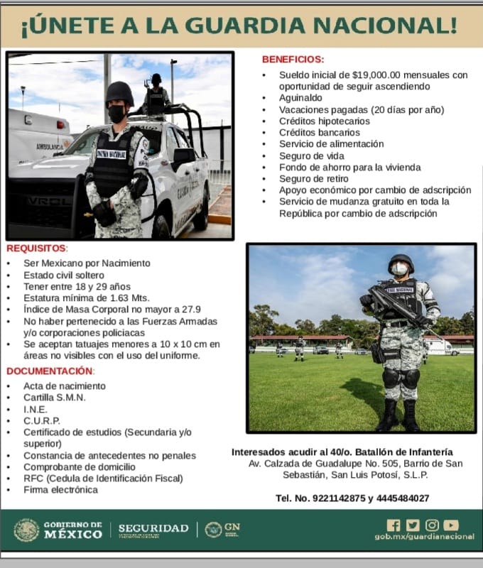 La Guardia Nacional abre Reclutamiento en San Luis Potosí - LIBRE ...